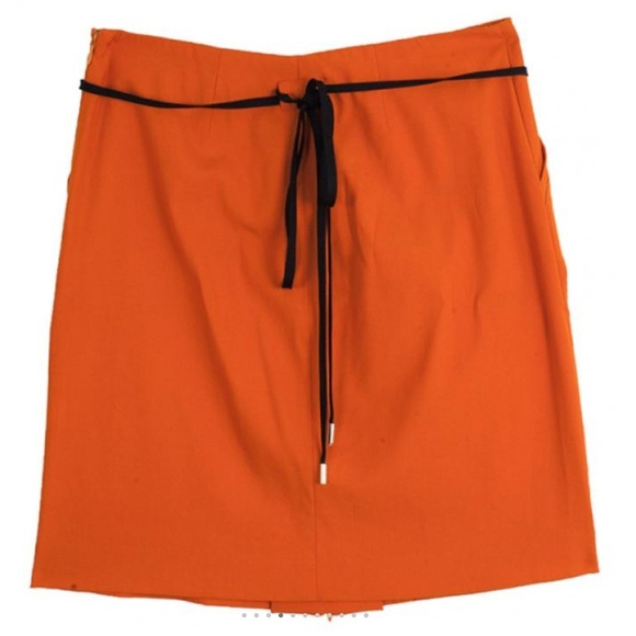 Diane Von Furstenberg Sz 10 Orange Belted Delion Skirt - Picture 2 of 7